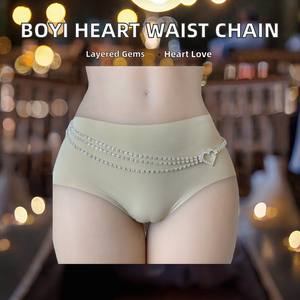 Nouveauté 2024 Boyi Heart Chaînes de taille multicouches en strass plaqué or 24K pour femme, bijoux de fête style classique - Product Image 2