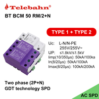 Dispositifs de protection contre les surtensions 120V/240V/255V AC 50kA 10/350μs 2P+N SPD Protecteur de surtension pour deux phases