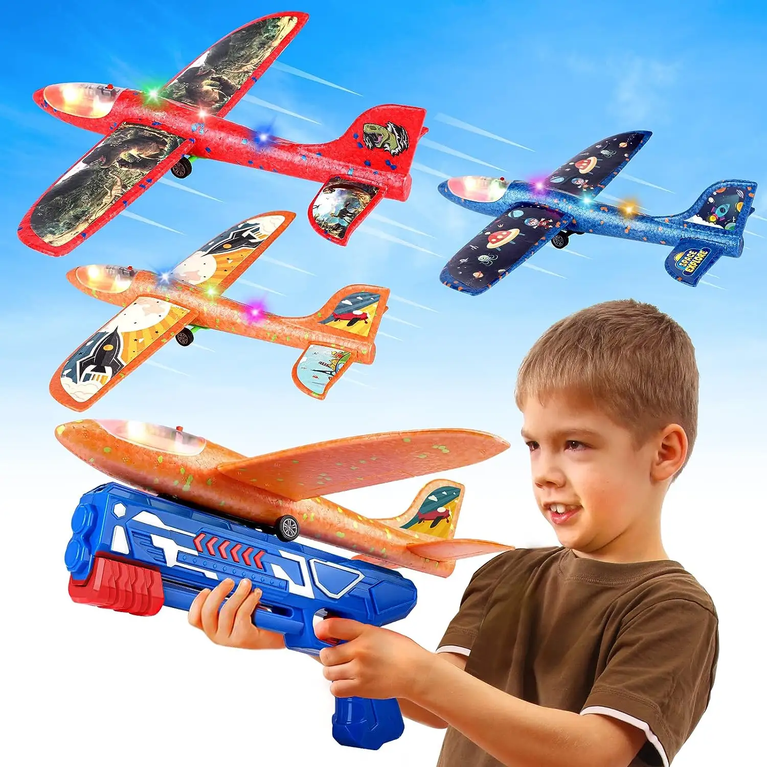 Лидер продаж, игрушечная авиасалон из пенопласта, 34 см, со светодиодным светом для мальчиков, наружные летающие игрушки, подарок на день рождения для детей