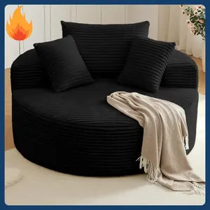 Sillón Lounge Individual Extra Grande Tapizado en Corduroy, Asiento Profundo Tipo Nube, Circular, Sin Ensamblaje - Product Image 3