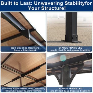 Pérgola Moderna Ecológica de 10x12 Pies para Montar en la Pared, Gazebo con Techo de Policarbonato, Muebles de Exterior Resistentes de Metal - Product Image 5