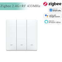 Interrupteur intelligent à bouton-poussoir Zigbee RF433 WiFi 10A, compatible bidirectionnel avec l'application Smart Life, commande vocale à distance