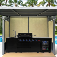 2025 nouveauté moderne en acier inoxydable extérieur armoires de cuisine gaz barbecue avec hauteur réglable hangar Barbecue four