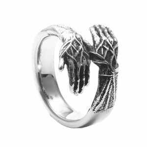 European American Style Titanium Steel Arched Hand <b>Ring</b> Men's Punk Geometric Animal Shape Double <b>Finger</b> <b>Ring</b> 212003 - Product Image 5