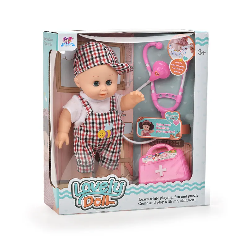 Huiye 어린이 장난감 재미있는 인형 세트, 11.5-12 인치 소년 인형 의사 응급 의료 장비 세트