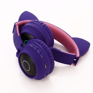 Auriculares Bluetooth V5.0 con cancelación de ruido y Supergraves para niñas, cascos inalámbricos con orejas de gato para videojuegos, Led, 2021 - Product Image 2