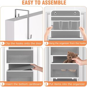 Over The Door Organizer 6 <b>Shelves</b> Detachable Hanging Storage Solution With 5 Large Pockets And 3 PVC Pockets Grey - Product Image 3