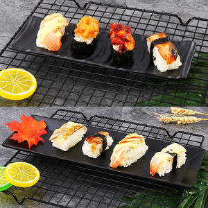 <span class=keywords><strong>Vaisselle</strong></span> en gros assiettes de chargeur rectangulaires assiette de service à pizza noire assiette de mélanine noire snack sushi - Product Image 5