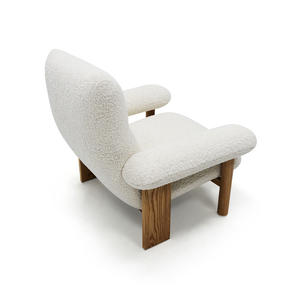 Fauteuil individuel style crème, moderne, tendance, fauteuil de relaxation pour salon et chambre, simple, en velours français - Product Image 5