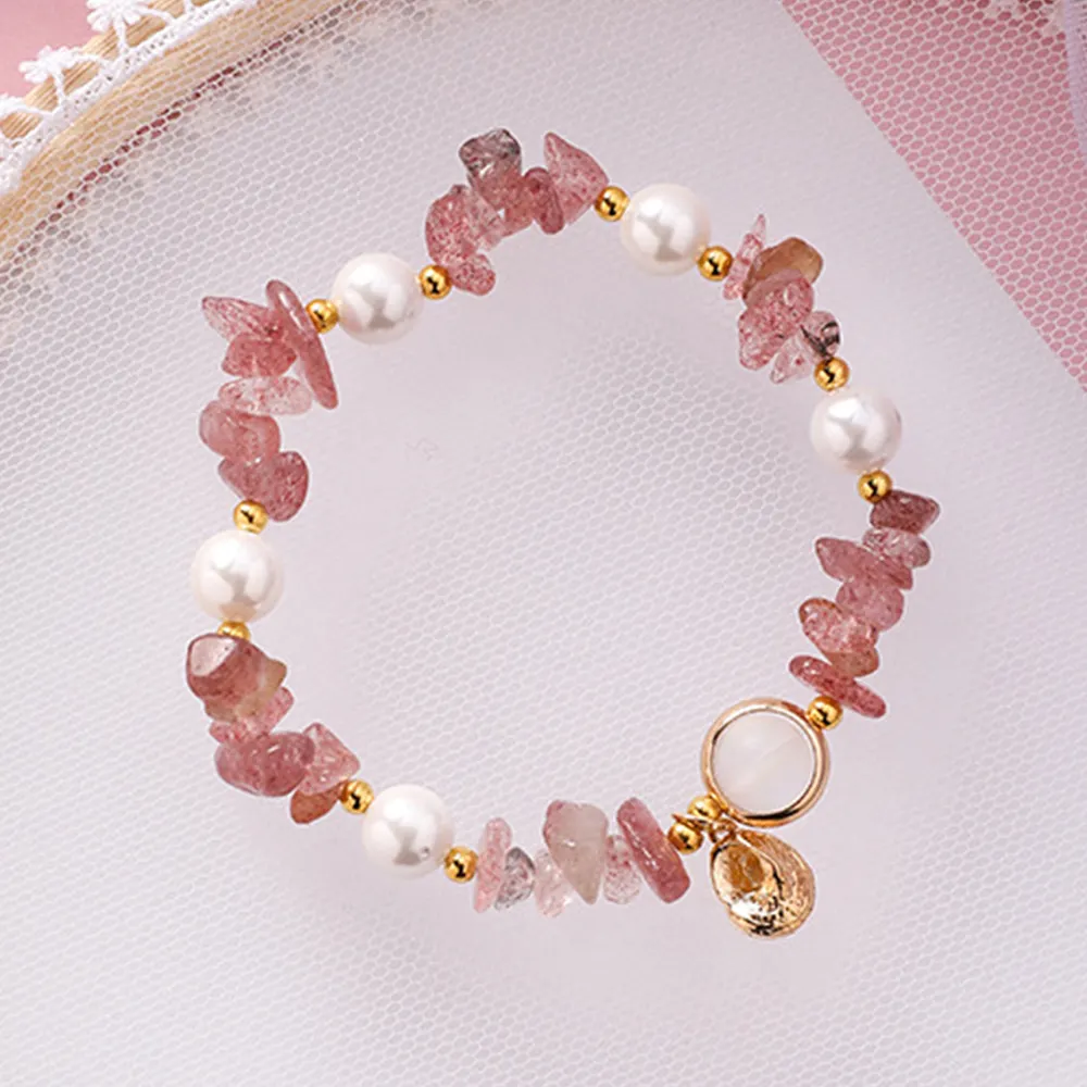 Seaside Holiday Wind Irregular Shell Pearl Hand Made High Stretch Conch Beaded Bracelet For Women