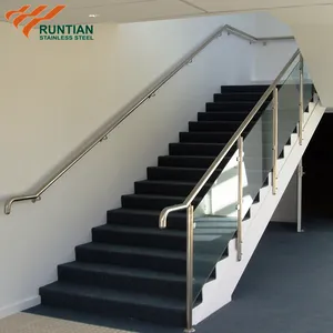 Brushed Tanpa Bingkai Modular Eskalator SS Kaca Balustrade Stainless Pegangan