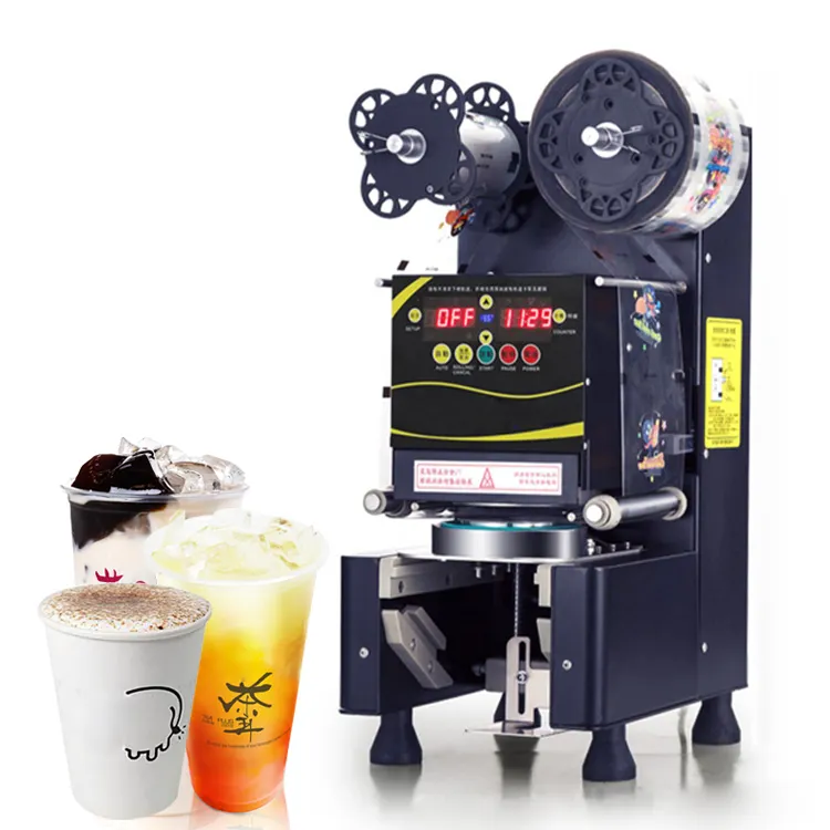 Free無料NorthにAmericaボバTea Milk Coffee Paper Cup Sealing Machine /Cup Sealer Machine/ボバミルクティーシール機