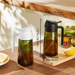 Bouteille pulvérisateur d'huile en verre réutilisable 2-en-1, distributeur et verseur d'huile d'olive 16oz, vaporisateur de cuisine pour barbecue, salade et friteuse à air - Product Image 5