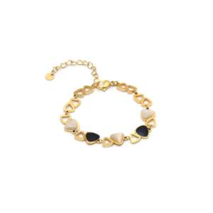 Bracelet en acier inoxydable plaqué or avec incrustations de coquillages pour femmes, bijoux tendance - Product Image 1