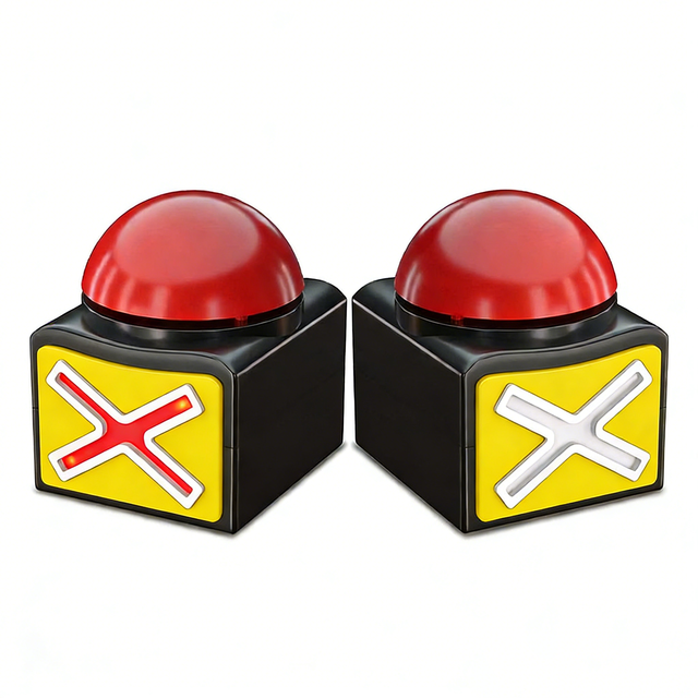 Interactive Answer Buzzer for Knowledge Competition Recording & Sound Light Sync, Desktop Game Button