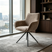 Chaise de salle à manger pivotante avec siège rembourré en velours et structure métallique durable, couleur personnalisable