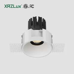 XRZLuxホームホテル埋め込み式アンチグレアトリムレススポットライトCOB10W調光可能天井スポットライト屋内調整可能LEDダウンライト