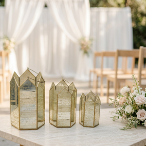 Portavelas de Cristal Mercurizado con Marco de Metal de Latón, Forma Personalizada, para Decoración de Bodas, Venta al Por Mayor - Product Image 6