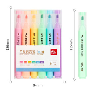 Deli S605 Highlighter 6 Colors 6-Pack Slanted Tip Colored Marker For Student Marking And Drawing - Product Image 5