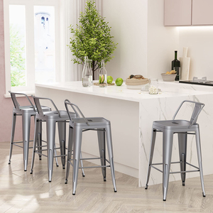 Chaises hautes de cuisine moderne <span class=keywords><strong>Tabouret</strong></span> de bar <span class=keywords><strong>Tabouret</strong></span> de bar en métal Tabourets de bar industriels blancs pour îlot de cuisine ou comptoir - Product Image 3