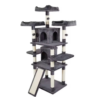 Arbre à chat durable et spacieux en sisal, avec griffoir, villa, nid et maisonnette lavable pour chat