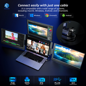 Full HD ba màn hình 14-inch xách tay Quad <span class=keywords><strong>Monitor</strong></span> với Type-C máy tính xách tay, màn hình Extender máy tính xách tay với 1 cáp cho 3 màn hình - Product Image 2