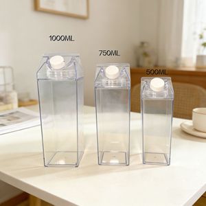Botella de Agua Transparente 100% Ecológica, Libre de BPA, Reutilizable, para Exteriores, Vaso de Plástico, Taza Tipo Caja de Leche de Colores - Product Image 4