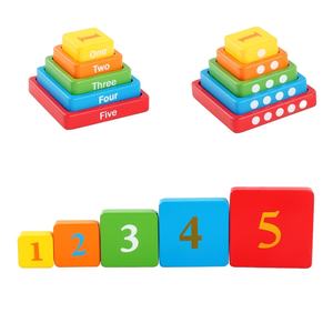 Montessori en <span class=keywords><strong>bois</strong></span> compte tri tour d'empilage nombre tour d'empilage couleur tour d'empilage bébé empilage tasses blocs Cubes - Product Image 4