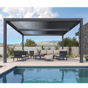Pergola extérieure pour hôtel-resort, pergola intelligente en aluminium à lames orientables avec éclairage LED pour cour de loisirs - Product Image 3