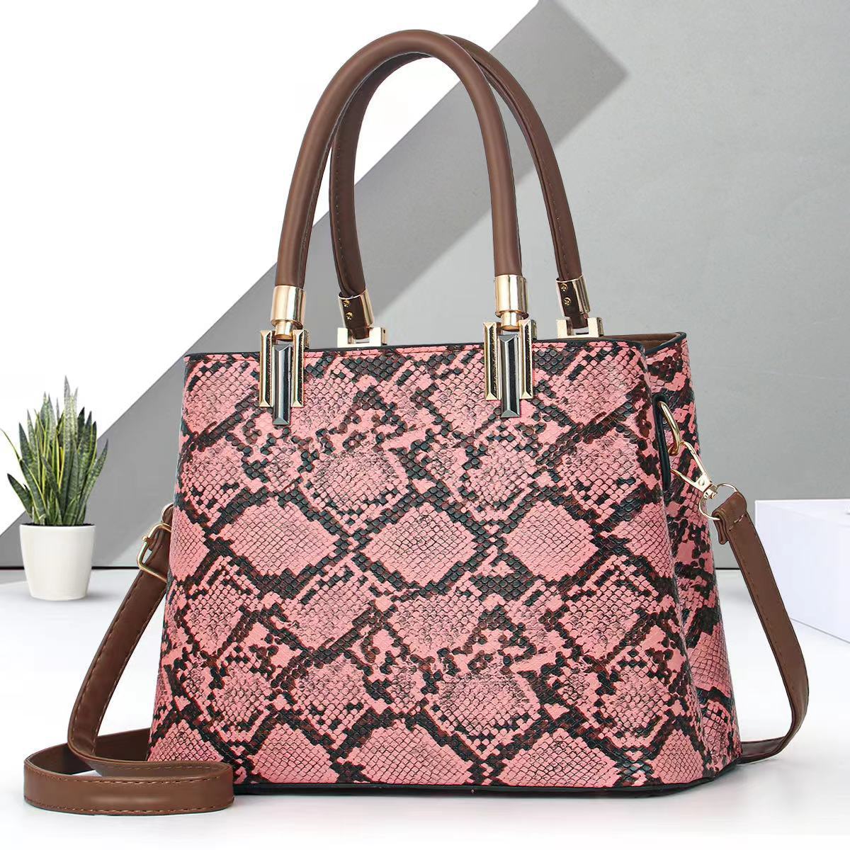 LUXCAELY Sac à Main Femme Rétro En Cuir PU Avec Pendentif Rose - Convertible Épaule Boston