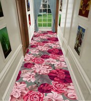 Tapis de couloir en velours cristal à motif géométrique personnalisé, design moderne et élégant, imprimé par transfert thermique, antidérapant, à poils ras, résistant au feu