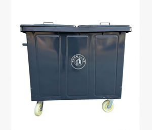 660L 야외용 금속 쓰레기통, 바퀴 달린 쓰레기통, 뚜껑 있는 쓰레기통 - Product Image 1