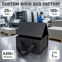Boîte cadeau à poignée rigide, impression personnalisée pour entreprise, fermeture magnétique de luxe, pliable, noir mat, ruban, vente en gros, usine