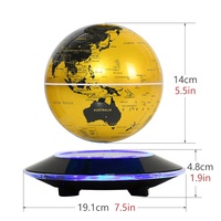 Globo Terráqueo Magnético Levitante de 14 cm, Base Dorada para Educación Geográfica, Globo Flotante, Decoración para el Hogar y la Oficina
