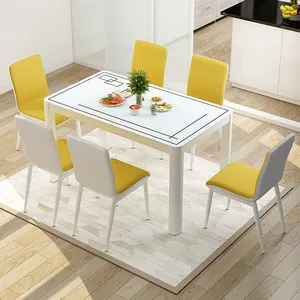 डिजाइन आधुनिक लक्जरी ग्लास 6 सीटों वाले खाने की मेज सेट कुर्सियों