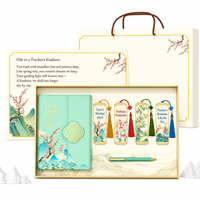 Coffret Cadeau Personnalisé Fête des Enseignants : Bouteille Isotherme en Titane, Stylo à Mécanisme Rotatif, Carnet, Marque-page en Laiton Style Chinois – Cadeau d'Entreprise