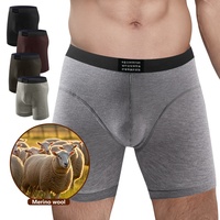 Sous-vêtements longs en laine mérinos personnalisés OEM pour hommes, antibactériens, entrejambe de 7 pouces, boxers pour hommes, ensembles de lingerie thermique certifiés