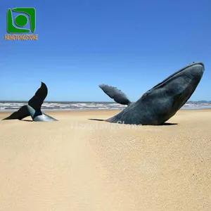 ศิลปะชายหาดตกแต่งประติมากรรมปลาวาฬสีบรอนซ์ขนาดใหญ่