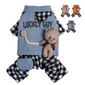 Novo Casaco Clássico de Poliéster Leve para Cães <span class=keywords><strong>2026</strong></span> com Interior de Fleece Coral e Decorações de Urso - Roupa Externa Fofa para Pets - Product Image 1