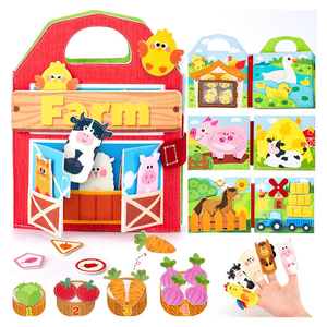 Libro Sensorial Montessori de Fieltro con Temática de Granja para Educación Temprana, Juguete 3D para Desarrollo de Habilidades Motoras Finas, Libro de Actividades con Marionetas de Dedo para Niños Pequeños - Product Image 5