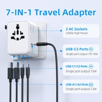 Worldplug Kompakt Süper Hızlı Şarj Çoklu Priz Uluslararası Seyahat Soketi Gan 70W Dünya Çapında Evrensel USB Şarj Cihazı Adaptör Priz