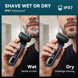 Rasoio Elettrico Professionale Ricaricabile per Uomo, Impermeabile IPX7, Quattro Lame per Viso <span class=keywords><strong>e</strong></span> <span class=keywords><strong>Barba</strong></span>, Uso Domestico <span class=keywords><strong>e</strong></span> da Viaggio - Product Image 6