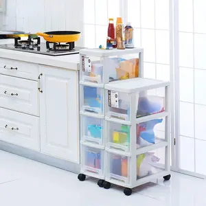 Ev mutfak rafı tekerlekler ile çıkarılabilir çatlak aperatif depolama dolabı plastik çekmeceli depolama dolabı depolama dolabı