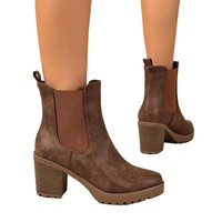 Nouvelles Bottes Chelsea Mi-mollet Femme Automne/Hiver 2026 à Talon Épais, Style Rétro, en Polyuréthane Poli et Maille, Semelle Épaisse