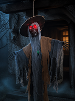 Décoration de sorcière squelette d'Halloween SIPKLR, ornement motorisé pour maison hantée avec bras oscillants et yeux lumineux