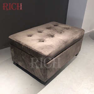 Brown Velvet <strong>Bedroom</strong> Storage Bench <strong>Stool</strong> Modern Bench Seating and Storage Tufted Fabric Ottoman Storage <strong>Stool</strong> - Product Image 1