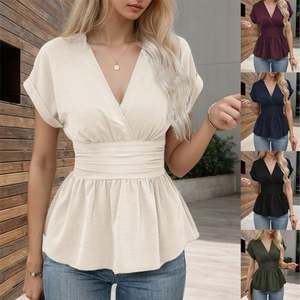 Spring 2025 Cross-border for Independent Station Hot Sale V-neck Cute Polyester Raglan Sleeve <b>Skirt</b> <b>Pleated</b> T Sleeve Women's - Product Image 3
