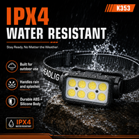 Linterna frontal LED COB con sensor K353, diadema ajustable, recargable por USB, luz roja, IPX4, para camping, senderismo, trabajo, suministro de fábrica OEM