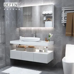 Duvara monte LED ayna ışık banyo setleri dolapları Modern lüks banyo Vanity lavabo ile