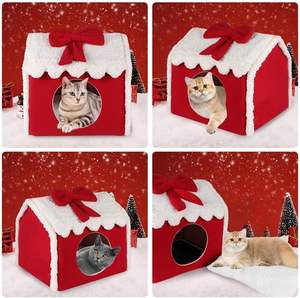 Noël chat <span class=keywords><strong>lit</strong></span> grotte nid maison chaton <span class=keywords><strong>cabane</strong></span> cachette pour petit chien ou lapin - Product Image 3